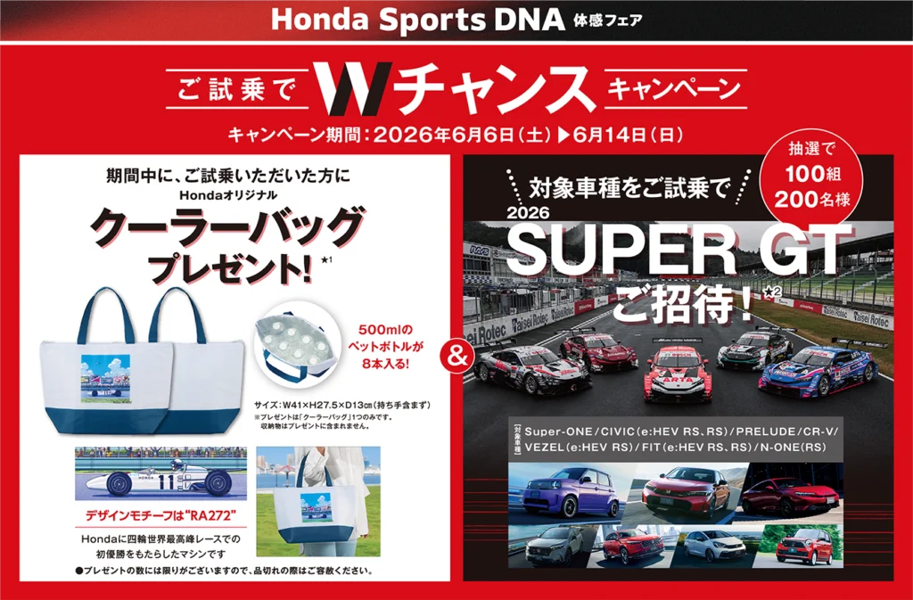 Honda Sports DNA体感フェア ご試乗でWチャンスキャンペーン